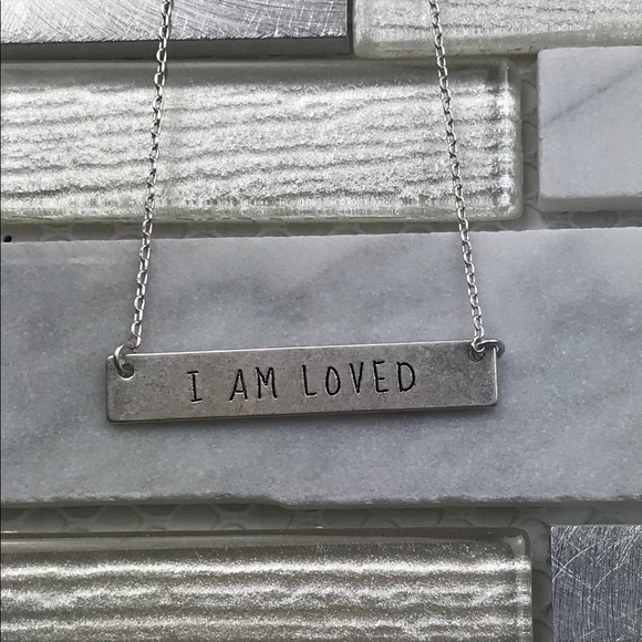 Silver Bar Necklace - I AM LOVED - Picture 1 of 1